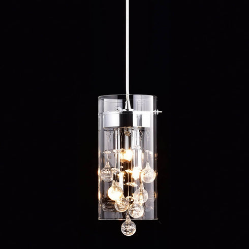 Modern Crystal Pendant Light Mini Glass Cylinder Fixture